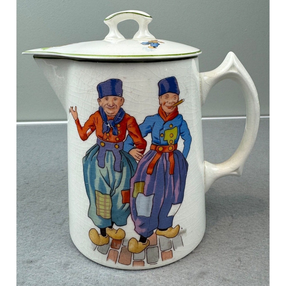 Edwin M Knowles China Co‎ Pitcher With Lid Antique Hand Painted Dutch Holland